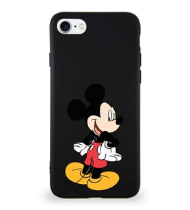 Apple iPhone 7 Soft Premier Kapak Mickey Mouse-D Tasarımlı Silikon Kılıf - Siyah (Şeffaf)