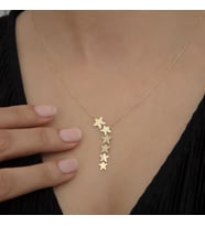Kişiye Özel Şık Tasarım Yıldızlar Kolye 925K Gümüş (Gold)