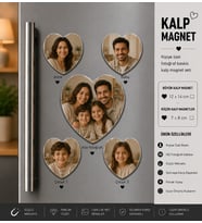 Kalp Fotoğraf Magneti Aile ve Çocuklara Kişiselleştirilebilir Unutulmaz Aile Anısı Hediye Seti