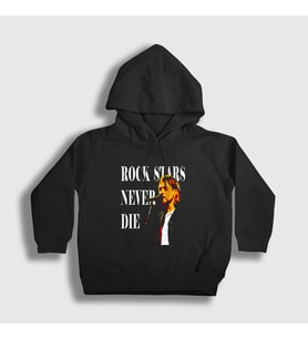 Presmono Unisex Çocuk Siyah Never Nirvana Kurt Cobain Kapüşonlu Sweatshirt 35770tt