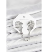 Pirinç Gümüş Renk Sarmal Model Zincir Bağlantılı Ear Cuff Küpe Seti 5886