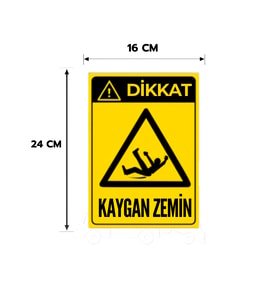6 Adet Dikkat Kaygan Zemin Kişiselleştirilebilir Sticker, 16x24, 20x30 (A4), 30x42 (A3) Cm Boyut Seçeneklerinde Folyo Baskı Sticker