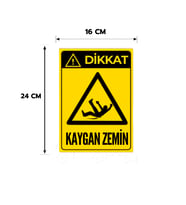 6 Adet Dikkat Kaygan Zemin Kişiselleştirilebilir Sticker, 16x24, 20x30 (A4), 30x42 (A3) Cm Boyut Seçeneklerinde Folyo Baskı Sticker