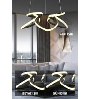 Kardelen 3 Renkli Siyah Çilek Sarkıt Modern Ledli Avize