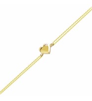 Altın Zincir Kalp Bileklik 14K Gold Taşlı (Çok Renkli)