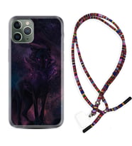 Apple iPhone 11 12 13 14 Pro Max Kılıf Boyun Asklı Rasta Silikon Black Purple Wolf 1791