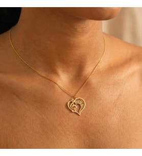 Kişiye Özel 925 Ayar Gümüş Minimalist Nota Detaylı Piyano Kalp Tasarım Kolye (Gold)
