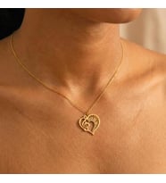 Kişiye Özel 925 Ayar Gümüş Minimalist Nota Detaylı Piyano Kalp Tasarım Kolye (Gold)