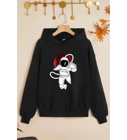 Çocuk Astronot Baskılı Sweatshirt (Siyah)