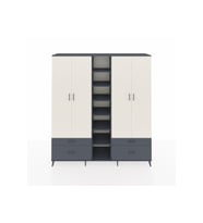 Hyperion Dolap 12 Raflı 4 Çekmeceli 2 Askılı 220x44x243 Antrasit-Aytaşı/Antrasit