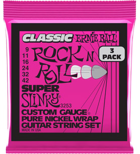 Ernie Ballu Süper Slinky Klasik Rock And Roll Elektro Gitar Dizeleri Saf Nikel Yara 3 Paket Ölçer 9-
