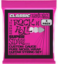 Ernie Ballu Süper Slinky Klasik Rock And Roll Elektro Gitar Dizeleri Saf Nikel Yara 3 Paket Ölçer 9-