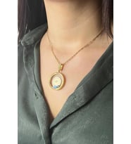 Açılabilir Çerçeve Camlı Çelik Kolye (Çeyrek Altın veya Yarım Altın Sığmaktadır) (Gold)