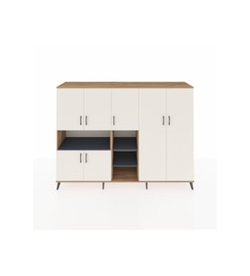 Hyperion Dolap 13 Raflı 7 Kapaklı 220x44x163 Çam-Aytaşı/Antrasit