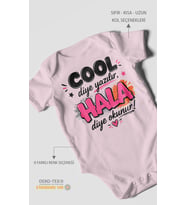 Cool diye yazılır hala diye okunur Kısa Kollu Bebek Body %100 Pamuk