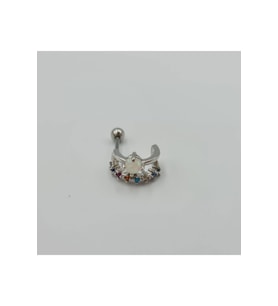 Gümüş Renkli Bonibon Taşlı Tragus Kıkırdak Küpe