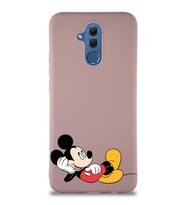 Huawei Mate 20 Lite Soft Premier Kapak Mickey Mouse-F Tasarımlı Silikon Kılıf - Pudra (Şeffaf)
