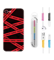 Apple iPhone 5 6 7 8 Plus Se XR Kılıf Kablo Koruma Spiral Silikon Danger 1372