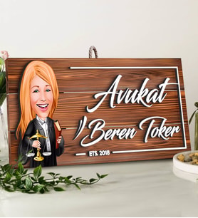 BK Gift Kişiye Özel Avukat Karikatürlü Dekoratif Ahşap Tabela-2