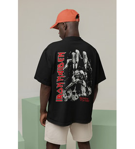 Iron Maiden The Number Of The Beast Baskılı Unisex Oversize Rock Metal Tişört