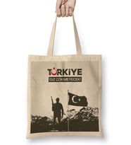 Ayyıldız Türkiye Diz Çökmeyecek Türk Bayrağı Bez Çanta Uzun Saplı