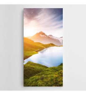 Gün Doğumu Dağlar Panoramik Kanvas Tablo