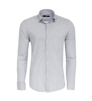 Beyaz Mini Kare Desenli Slim Fit Gömlek - Wessi