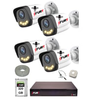 FURY 4 Lü Sesli Güvenlik Kamerası 5590S 5 Mp Lens Gece Renkli Full Hd Kamera Sistemi 320GB
