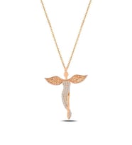 Zirkon Taşlı Rose Melek Model Kadın Gümüş Kolye GKLMLKM1DEL-ROS