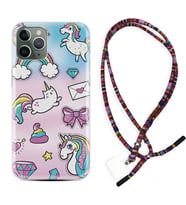 Apple iPhone 11 12 13 14 Pro Max Kılıf Boyun Asklı Rasta Silikon Unicorn Mektup 1800