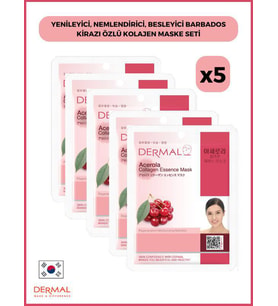 Dermal Yenileyici, Nemlendirici, Besleyici Barbados Kirazı Özlü Kolajen Maske 23gr 5 Adet