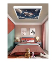 Uzay, Astronot, Yıldız avize, 60watt, beyaz ışık, 60x60 modern kare led avize, Çocuk odası uzay