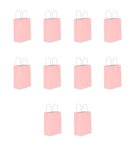 Büküm Saplı Kraft Kağıt Karton Hediyelik Çanta Poşet Torba - Pembe - 31x41 Cm. - 10 Adetlik 1 Paket