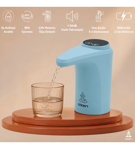 Pizen Flow USB Şarjlı Otomatik Damacana Su Pompası Tds Ölçer 250ML 500ML 1l 2l Ölçü Özellikli