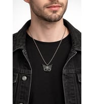 Unisex Kurukafa Kedi Figürlü Metal Kolye Gümüş Renk 60 cm