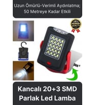 Premium Kancalı Asılabilir Mıknatıslı Pilli Beyaz Işık 50 Metre Mesafeli 20+3 SMD Parlak Led Lamba (Çok Renkli)