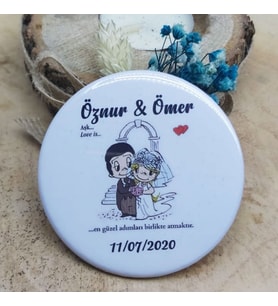 30 Adet Gelin Damatlı Açacak Magnet Nikah Şekeri Söz Nişan Hediyesi Baskılı Kişiye Özel-
