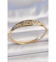 Pirinç Gold Renk Zirkon Taşlı Hilal İşleme Mavi Taşlı Yıldız Detay Kadın K - HPSBYI6401-6