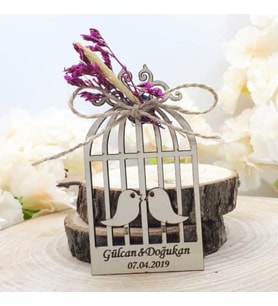 30 Adet Ahşap Kuşyuvası Magnet Yeni Trend Nikah Şekeri-