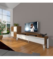 Decoraktiv Ekoflex On Mdf Silver Tv Ünitesi Tv Sehpası - Ceviz Beyaz (Beyaz - Kahverengi)