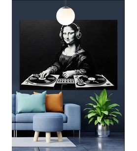Mona Lisa Dj Kulaklık Dekoratif Kanvas - Mdf Ahşap Tablo