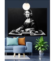 Mona Lisa Dj Kulaklık Dekoratif Kanvas - Mdf Ahşap Tablo
