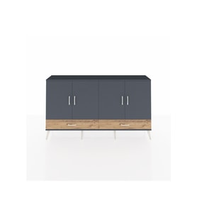 Arges Konsol 6 Raflı 2 Çekmeceli 4 Kapaklı 176x30x99 Antrasit-Antrasit/Çam