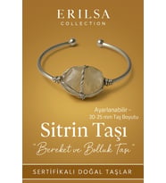 Sertifikalı Doğal Sitrin Taşı Gümüş Kaplama Ayarlanabilir Bileklik – Bereket ve Bolluk Taşı (Çok Renkli)