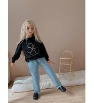 Cg Kids Nakışlı Pul işlemeli 2 Iplik Sweatshirt Alt Üst Taş işlemeli Kot Jean Pantolon Takım Alt Üst Süper Kalite Kumaş (Siyah)