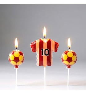 Taraftar Temalı Futbol Topu Sarı Kırmızı Mum Set