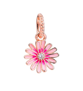 Pembe Papatya Rose Charm  925 Ayar Gümüş