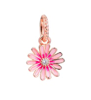 Pembe Papatya Rose Charm  925 Ayar Gümüş