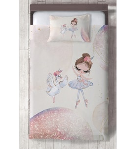 MEKTA HOME BEBEK VE ÇOCUK ODASI Kuğu ve Balerin Desenli Yatak Örtüsü