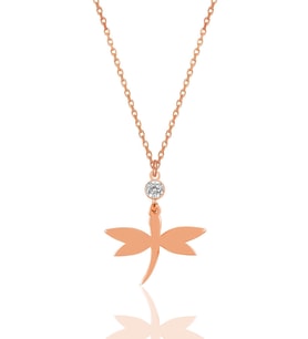Gümüş rose zirkon taşlı yusufçuk kolye SGTL11998ROSE